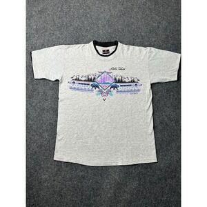 Mens Graphic T Shirt Lake Tahoe 1991 Signal Sports Gray, Size L